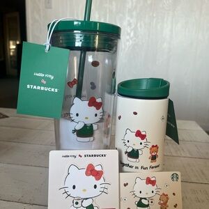 Starbucks Green and White Hello Kitty Tumbler and Mug